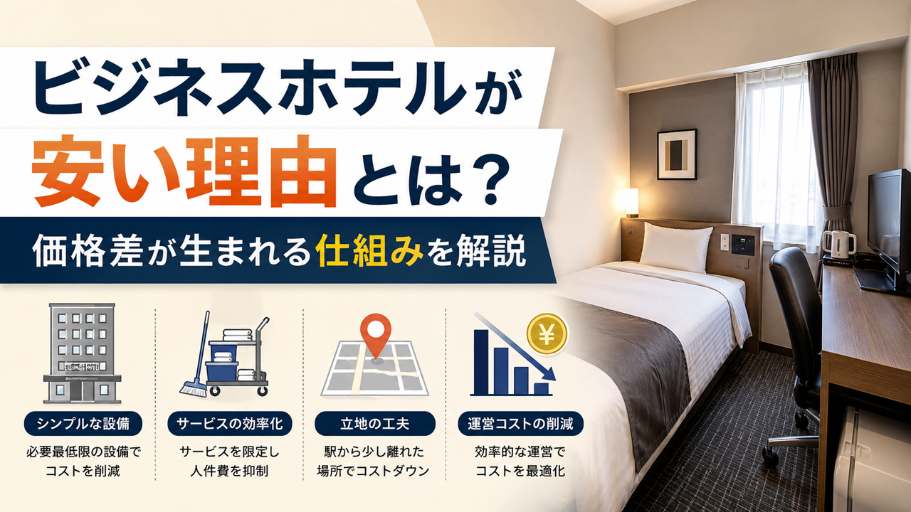 ビジネスホテルが安い理由とは？価格差が生まれる仕組みを解説